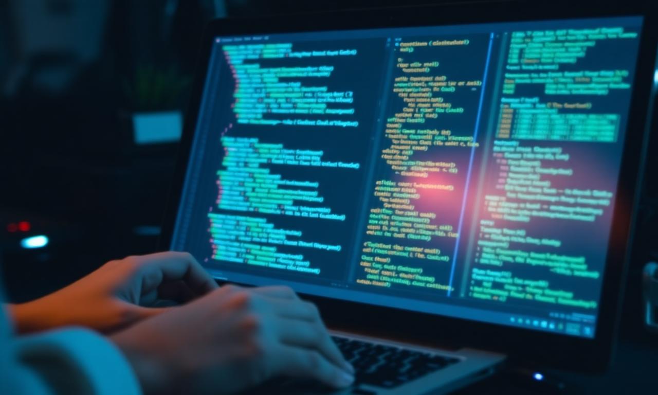 Développeur utilisant un assistant IA de code sur un IDE moderne
